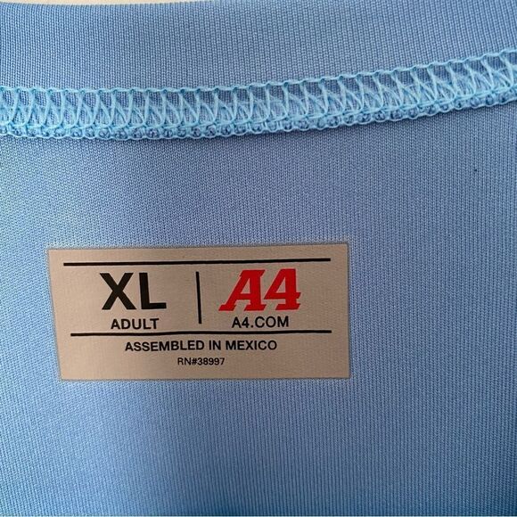 A4 Men’s Short Sleeve Crew Neck Dri Fit Blue ‘The Wave’ Tee - Picture 3 of 4